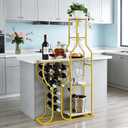 5-Tier Wine Rack Freestanding Floor, 11 Bottles Modern Wooden Wine Holder-Storage Cabinet for Home Bar, Kitchen, Dining Room Space Saving Bar Stand with Easy Assembly.(Gold/White)