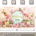 ZTHMOE Fabric 72x43inch Happy Mother's Day Photography Backdrop Gifts for Women Gold Balloons Pink Flowers Background Thanks Party Decoration Photo Banner Booth