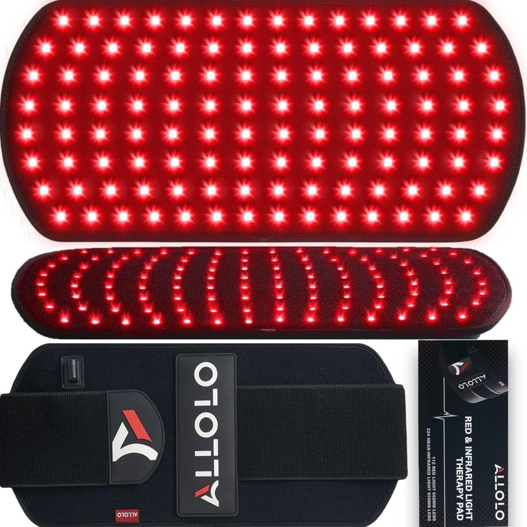 ALLOLO Red Light Therapy for Body, 16.7"*7.9" 660nm & 850nm Infrared Red Light Therapy Belt with Pulse for Back Waist, 3-in-1 LED Bead with Controller Timer, Gift for Women Men