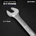 Hitork 6-Piece Large SAE Wrench Set, 12-Point Box End, Drop Forged Chrome-Plated Cr-V Steel, 15 Offset, Polished, Roll Pouch Included Sizes 15/16 to 1-1/4