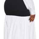 Ekaliy Women's Puff Long Sleeve Shirt Dress Elegant Button Down Loose Swing Party Maxi Dress (White, L)