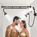 OURBAOFU Tandem Shower, Dual Shower Heads for Couples & Handheld head, Triple Shower Head System for Two People, High Pressure and Adjustable Double Shower Heads and Handheld Shower HeadBlack)