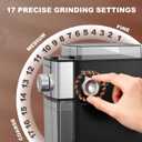 Flat Burr Coffee Grinder Electric, Adjustable Coffee Bean Grinder with 17 Grinding Sizes, Burr Mill for Espresso & French Press, 2-12 Cup, Black