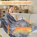 Electric Blanket Heated Throw, Soft Flannel 50"x60" Heating Blanket with 8 Hours Auto Off 10 Fast Heating Levels Machine Washable Sherpa Heated Blanket with Overheating Protection