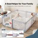 Baby Playpen Portable, Pre-Assembled Play Pen 59x59 Large Foldable Playpen for Babies and Toddlers, Sturdy and Safe Toddler Play Yard Indoor Outdoor with Carry Bag,Light Grey