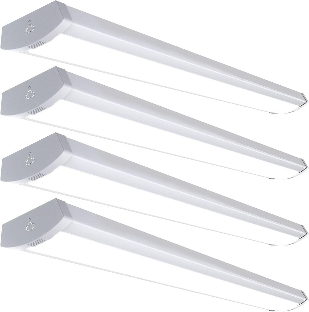 HYPERLITE 4FT 60W LED Wraparound Light, 6600lm Linkable 60W/50W/40W 5000K Led Shop Lights Surface Mounting, ETL,AC120V LED Ceiling Office Wrap Light for Kitchen, Hallway, Fluorescent Replacement, 4P (4 PACK)