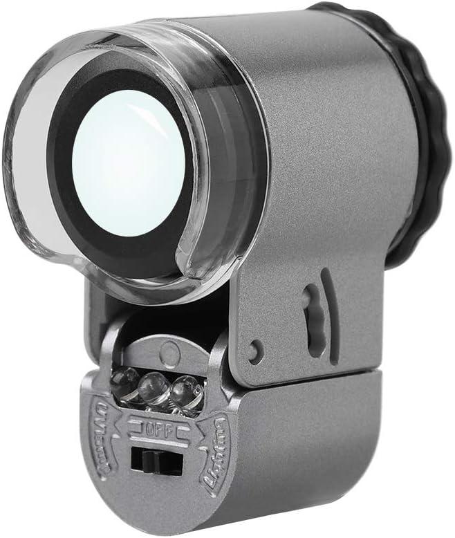 50X Jewelry Loupe Mini Pocket Magnifier Portable Microscope Magnifying Glass with LED UV Lights Jewelers Loupe Magification for Jewelry Diamand Coins Stamps Antiques Currency Detecting