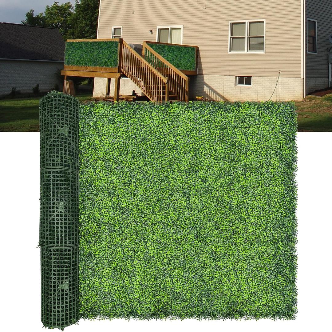 Artificial Boxwood Roll Panels,140"x 60" (58.5 SQFT) UV-Anti Faux Ivy Leaves Grass Wall for Patio Balcony Privacy, Garden, Backyard Greenery Wall Backdrop and Fence Decor
