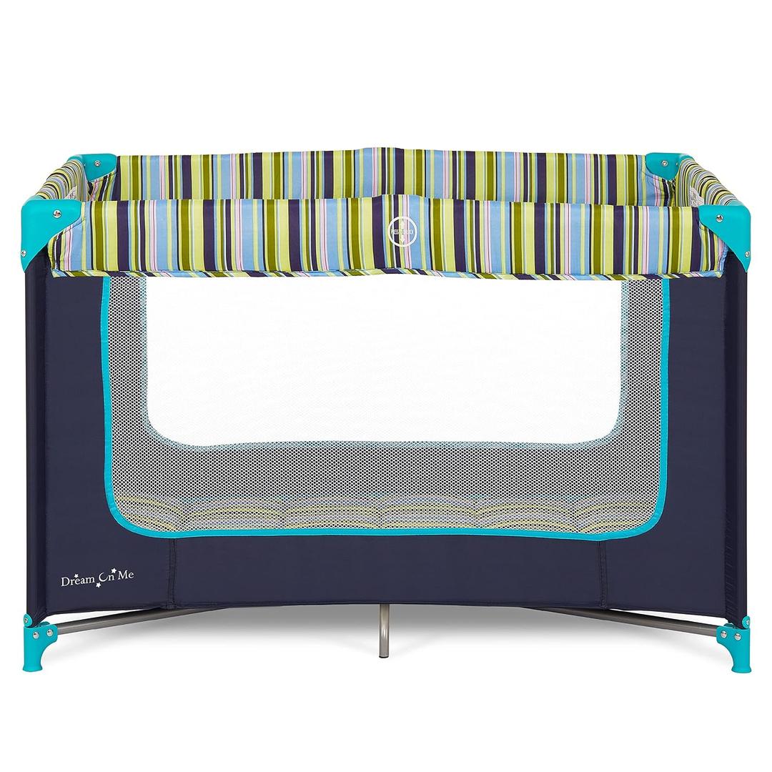 Dream On Me Zodiak Baby Playard, Breathable Mesh Sides, Soft Comfortable Mattress, Quick & Easy to Fold with Travel Carry Bag, Compact Space Saving Design - Navy