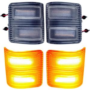 Side Mirror Marker Light Compatible with 2008 2009 2010 2011 2012 2013 2014 2015 2016 Ford F250 F350 F450 Super Duty, Clear Lens Amber LED Switchback Side Mirror Turn Signal Light Accessories