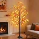 FORUP LED Lighted Maple Tree, 5 FT Lighted Artificial Tree for Thanksgiving Harvest Fall Festival Halloween Home Party Decoration (Pack of 1)
