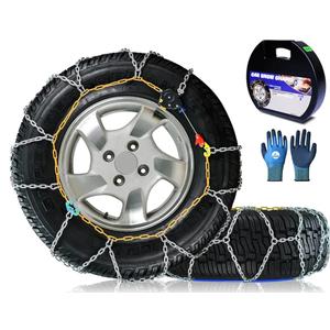 Snow-Chains Auto Fixing 1 Min Quick Fit Easy Installation Tire-Chains, Portable Reusable Universal Emergency Tire Traction Chain for Passenger Car, Pickup Trucks and SUV - Set of 2 (HKN-140)