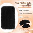 Afro Kinky-curly Human Hair Bulk for Twist Hair Extensions Real Human Hair for Dreadlocks/Locs Repair Twist and Braid Crochet Human Braiding Hair Bundles Natural Black 12 Inch 40g