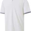 Men's Pique Polo Shirts Long Sleeve Cotton Blend Tipped Casual Collared Polo Shirts Business Classic Fit, (Beige, XXXL)