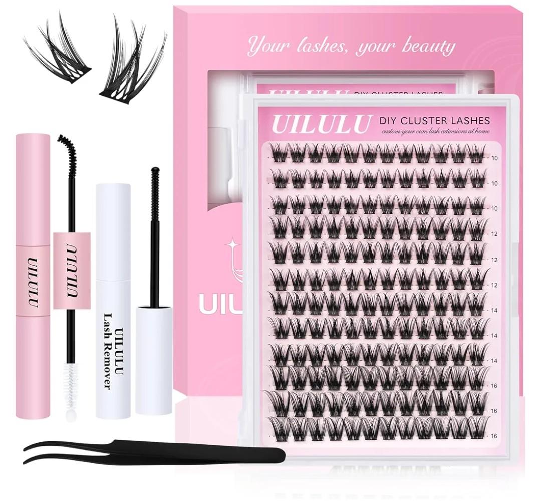 Natural Lash Clusters Kit 818mm with 5mm Bottom Lashes Natural Eye Lashes Wispy Lash Clusters False Eyelash Clusters DIY Lash Extension Kit with Bond & Seal Glue Remover Tweezers(U18 Lash Kit)