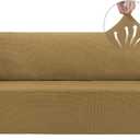 Asnomy Couch Covers for 3 Cushion Couch Stretch Sofa Covers Slipcovers, Pet Protector Furniture Covers for Dogs Cats Spandex Jacquard Fabric Small Checks LargeLight Brown