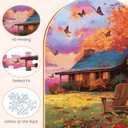 500 Piece Puzzles for Adults, Cozy Autumn Cabin Jigsaw Puzzle with Colorful Leaves, Pumpkins in Fall 500 Piece Puzzle, Wall Decor, Perfect for Gift for Adults, Seniors, 20.5 x 15 in
