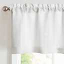 jinchan Linen Valance for Kitchen Living Room Rod Pocket Small Window Curtain Flax Linen Textured Valance Curtain Farmhouse Country Rustic Window Treatment Semi-Sheer 1 Panel 15 Inch Off White