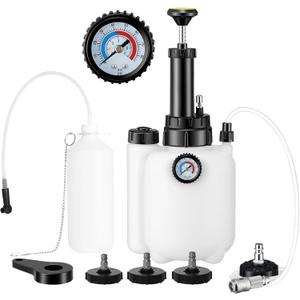 3L Brake Bleeder Kit, Manual Brake Bleeder Vacuum Pump Kit, Brake Fluid Bleeder Kit With 1l Brake Bleeder Bottle And 4 Master Cylinder Adapters, Brake Bleeding Kit Suitable for Most Vehicles