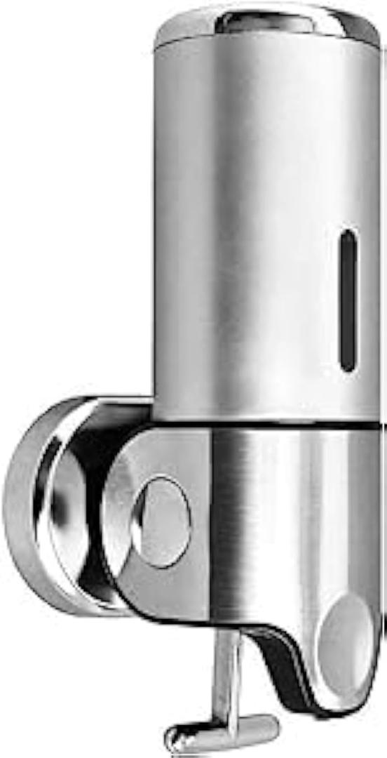 Manual Pressing Head Wall Mounted Soap Dispenser Shower Liquid Shampoo & Soap Dispenser with Translucent Container (500ml-Silver)