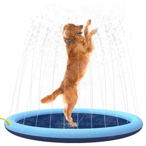 Splash Sprinkler Pad for Dogs Kids,Thicken Dog Pool with Sprinkler,Pet Outdoor Play Water Mat Toys for Dogs Cats and Kiddie-59’’