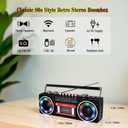 Retro 80's Cassette Player Recorder with AM/FM/SW Radio, Bluetooth Boombox, USB, Built-in MIC for Voice Recording, RGB Colorful Lights, Headphone Jack, AC or Battery Powered