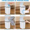 KOEYLE 2 Pack 2.2 Gallon Automatic Touchless Garbage Can, Small Motion Sensor Smart Trash Can, Slim Waterproof Trash Bin for Bedroom, Bathroom, Office, Living Room, White
