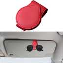 Mandark Magnetic Sunglass Holder for Car Visor, Leather Vehicle Eyeglass Hanger Clip, Automotive Interior Ticket Card Glasses Organizer Clamp Accessories, Universal for SUV, Sedan, Truck(Red)