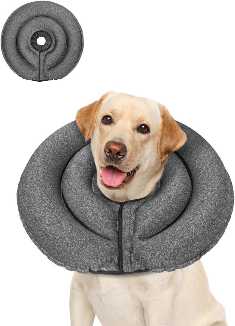 MIDOG Dog Cone Alternative for Large Medium Dogs - Soft Inflatable Collar After Surgery, Adjustable Protective Recovery E-Collar, Does Not Block Vision (Gray, XL, Patented) (XL-neck:18"-24")