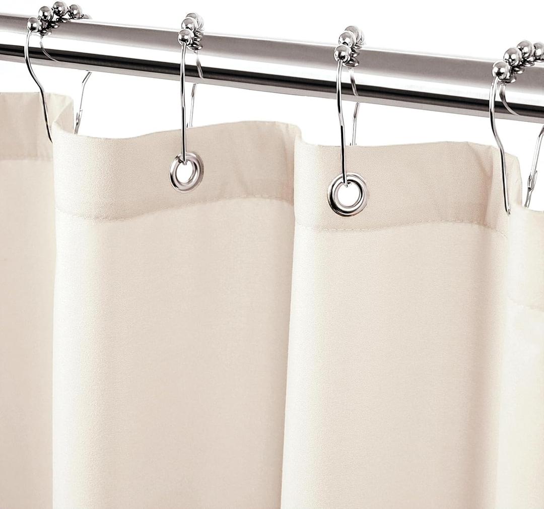 Felisa Cream White Fabric Shower Curtain Liner with 3 Large Magnets, 72 x 78 inches Waterproof & Soft Cloth Shower Curtain Liner,Washable Shower Curtain for Bathroom,Cortinas de Bao