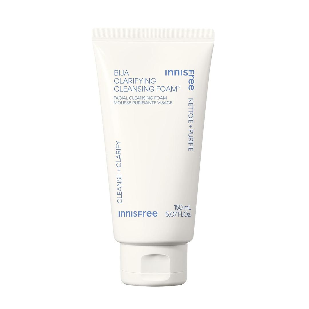 innisfree Bija Clarifying Foam Cleanser with Salicylic Acid & Castor Oil, Korean Skincare, Gentle Face Wash, Sulfate-Free Formula