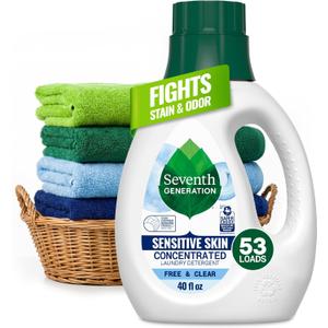 Seventh Generation Concentrated Laundry Detergent Liquid Free & Clear Fragrance Free 40 oz (40 Fl Oz (Pack of 1))