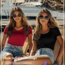 5 Pack Women's Scoop Neck Short Sleeve Shirts Fitted Tops Bulk Casual Basic Stretchy Tight Summer Multipack Tees (S)