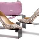 Purse Display Stand Balck 3 Risers Display Stands Stainless Steel, Heavy Duty Countertop Shoes Stand Handbag Holder Risers for Home Boutique Retail Store Vendor Display Bags Perfume Jewelry Craft