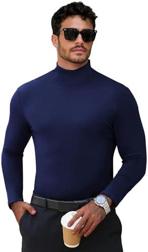 Men's Turtleneck Casual Basic High Neck Long Sleeve T Shirts Half Neck Lightweight Pullover Sweater XL