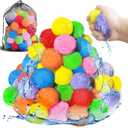 Jnnzzggu 100PCS Reusable Water Balls,Outdoor Water Balloons for Kids,Water Games Toys Sponge Soaker Ball for Boys,Girls,Summer Backyard,Pool Party,Fun Lawn,Beach(7 Colors)