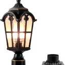 LONEDRUID Dusk to Dawn Outdoor Lamp Post Lights Waterproof Exterior Pole Lantern Lighting Fixtures with 3-Inch Pier Mount Base for Garden Patio Yard Pathway Driveway