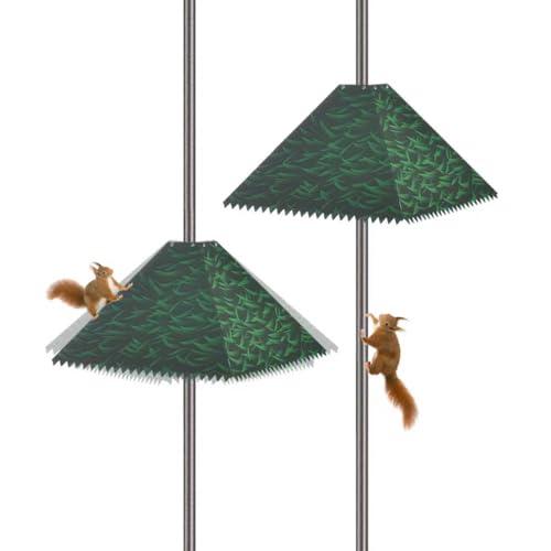 NestShld 16" Metal Squirrel Baffle, Outdoor Bird Feeder Pole Squirrel Spikes Baffle, Hanging Bird Feeder for 4x4 Wooden Posts,Tree Trunks (Glass Green,2pcs)