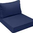 AAAAAcessories Outdoor Seat Cushions for Chairs, Fade-Resistant, Waterproof Patio Furniture Replacement Cushions, 24" x 24" x 5" + 24" x 13.5", Navy Blue