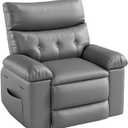 GarveeHome Oversized Recliner Chair - PU Leather Manual Recliner for Adults, Lazy Chair with 1.5X Sponge Comfort Arm and Back for Living Room, Bedroom