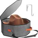 kushon Hat Storage Box for Women & Men, Hardboard Support Cowboy Hat Boxes with 1 Door Hook Hat Organizer for Travel(Grey)