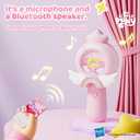 EVADA Kids Karaoke Microphone Machine My Little Pony, Wireless Bluetooth Sing Speaker with Colorful LED, Rechargeable Portable Mini Mic Toy Gift for Girls Christmas New Year Birthday Party Gift, Pink