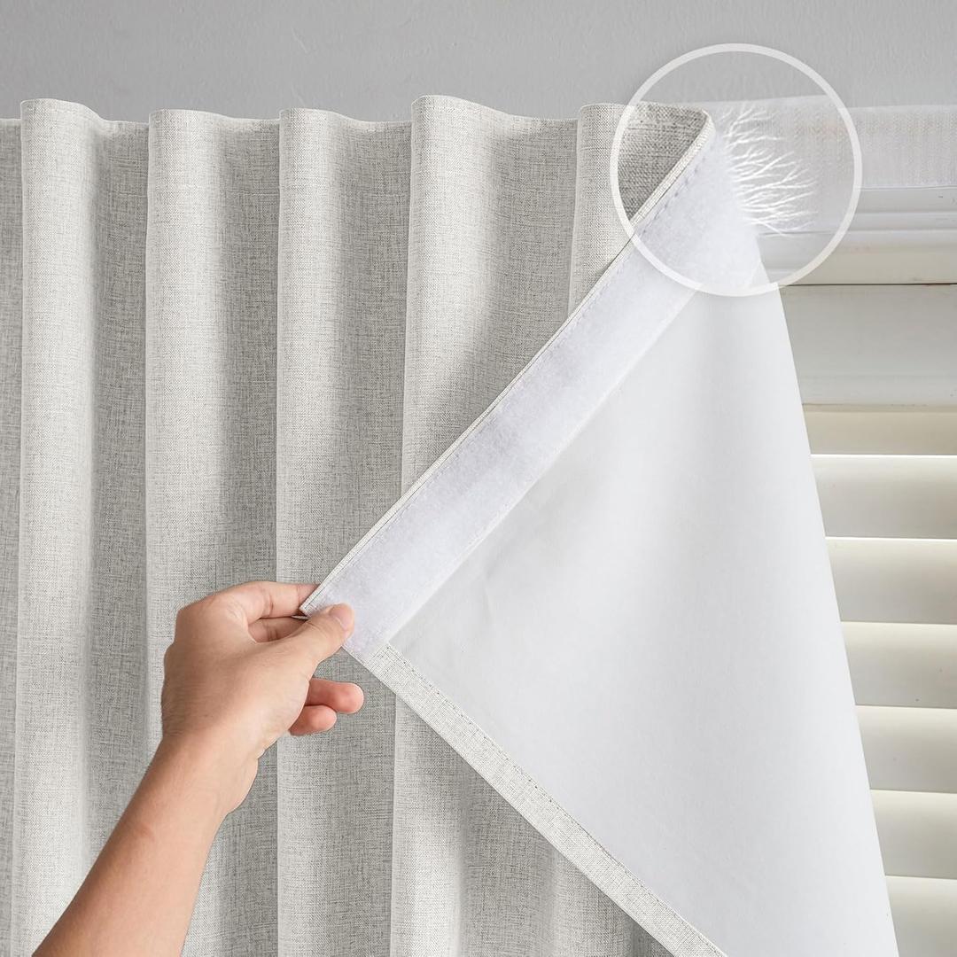 Self Adhesive Curtain No Rod Needed, Blackout Curtains No Drill for Easy Installation, Adhesive Curtains for Window Privacy (Light Beige - W35 L60 in)