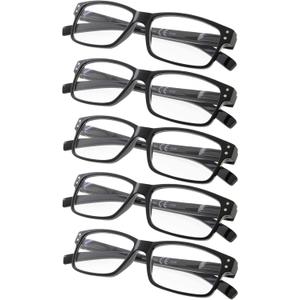Reading Glasses 5-Pack Spring Hinges for Women and Men Readers Black