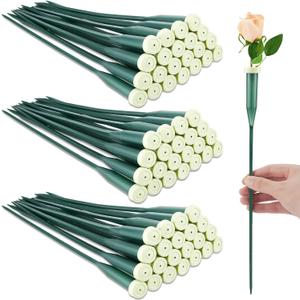 Tessco 90 Pcs 12 Inch Green Floral Water Tubes Plastic Flower Water Tubes Picks Supplies for Fresh Flowers with Rubber Caps for Flower Stem Arrangements Florist Supplies