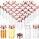 100 Pcs Small Clear Vials Spice Mini Jars with Lids Mini Glass Bottles with Screw Aluminum Metal Caps Tiny Jars Sample Containers for Powder Cream Cosmetic Jewelry Wedding (10 ml,Rose Gold)