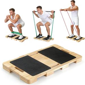 Wood Resistance Band Platform Base, Fitness Exercise Board Footplate for Home Gym Workout