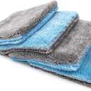 Autofiber Flat Out Microfiber Car Wash Pad - Pack of 4, Blue/Gray (9 inch x 8 inch)