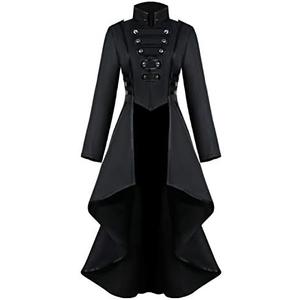 Medieval Steampunk Jacket for Women, Vintage Halloween Costumes Gothic Button Corset Tailcoat Tuxedo Uniform, Size XL