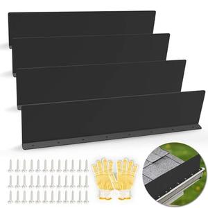 Gutter Valley Splash Guards, 15.7 x 3.5 Inch 1 Pack Gutter Guard, Aluminum Rain Gutter Guard Downspout Rain Diverter for Roof Shingle, Rain Drip Guard for Straight House (Black)